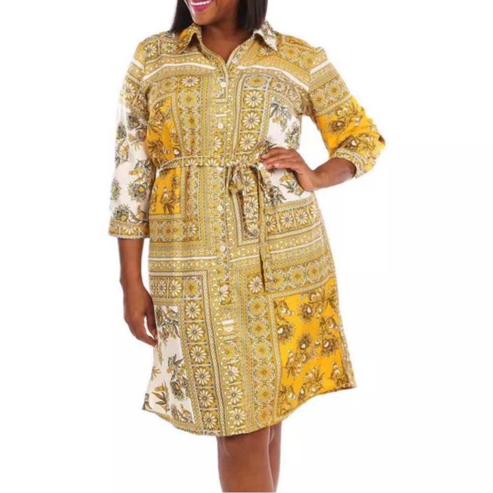 MLLE GABRIELLE
Womens Floral Button Up 3/4 Sleeve Dress - Picture 3 of 9